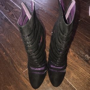 Luichiny Black Sheer Bootie Heel